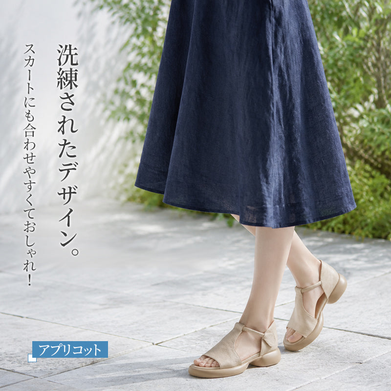 ＼大人可愛い×美脚／ Tストラップ サンダル 4E 幅広 痛くない 蒸れにくい ローヒール 厚底 レディース ストラップ 楽ちん 歩きやすい 疲れにくい 走れる 外反母趾 甲高 抗菌防臭 きれいめ 上品