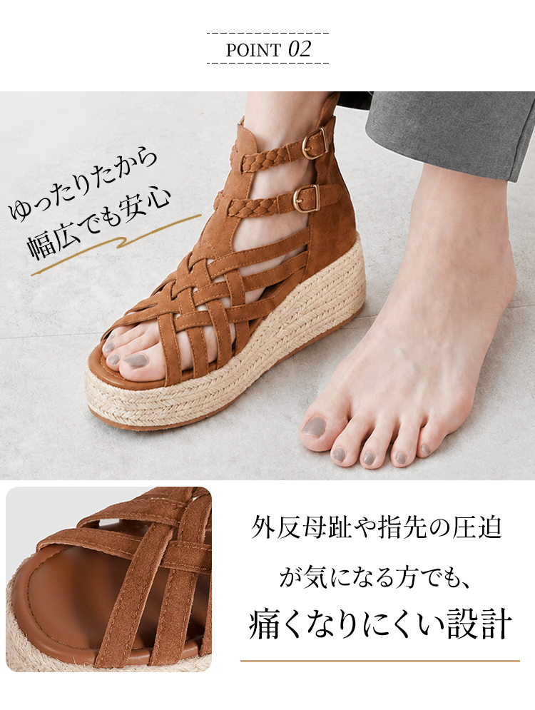 レトロ厚底本革ローマサンダル