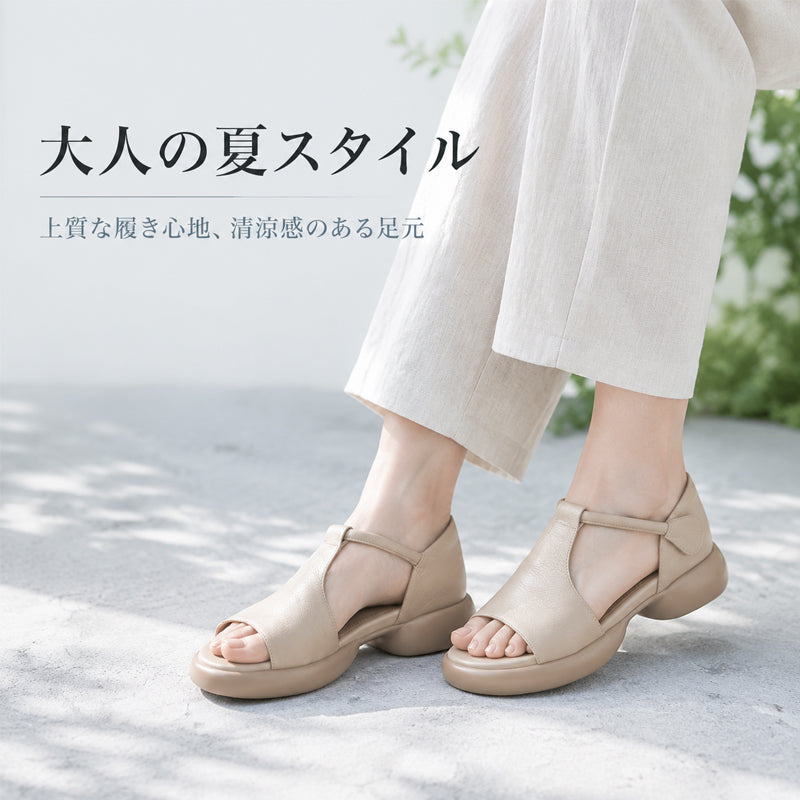 ＼大人可愛い×美脚／ Tストラップ サンダル 4E 幅広 痛くない 蒸れにくい ローヒール 厚底 レディース ストラップ 楽ちん 歩きやすい 疲れにくい 走れる 外反母趾 甲高 抗菌防臭 きれいめ 上品