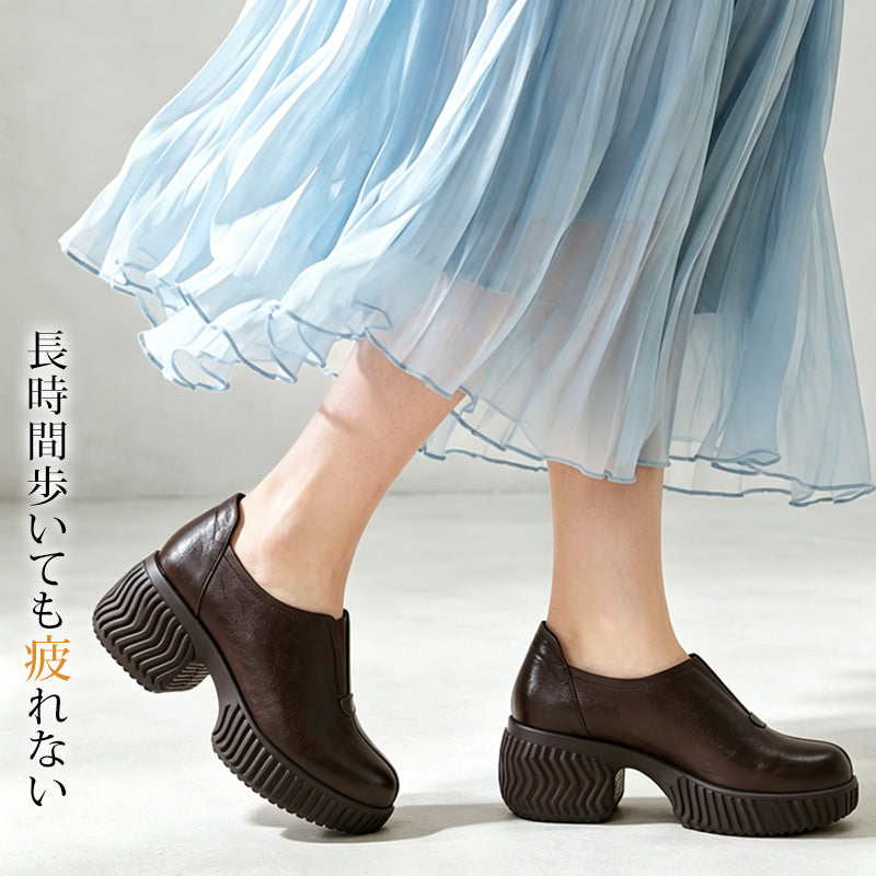 【当店売れ筋】「7.5cmヒール」厚底クッション・軽量・撥水◎ 梅雨に最適・幅広/甲高OK