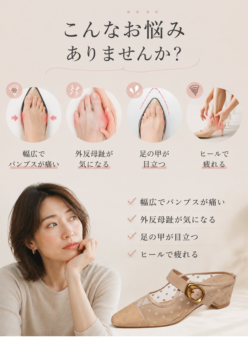 透け感のあるメッシュ × ドット柄ミュール