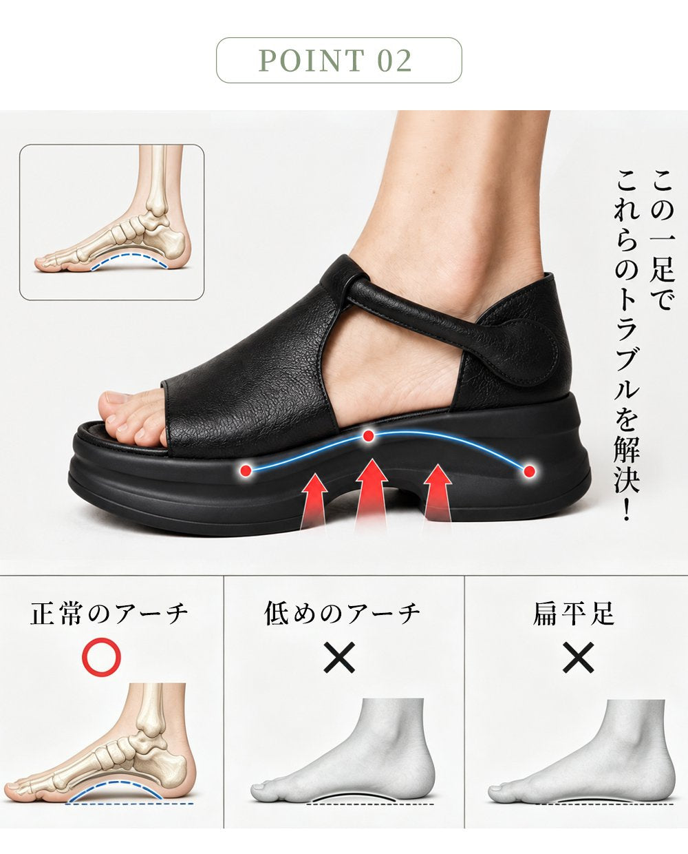 本革ウェッジソールサンダル