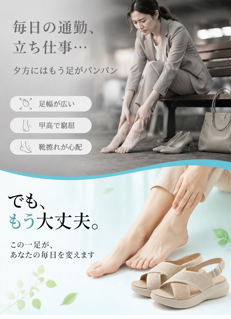 フィット感抜群のクロス飛織りサンダル