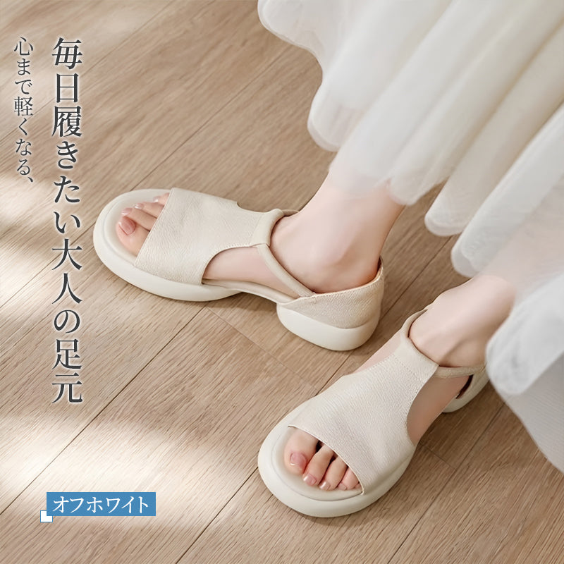 ＼大人可愛い×美脚／ Tストラップ サンダル 4E 幅広 痛くない 蒸れにくい ローヒール 厚底 レディース ストラップ 楽ちん 歩きやすい 疲れにくい 走れる 外反母趾 甲高 抗菌防臭 きれいめ 上品
