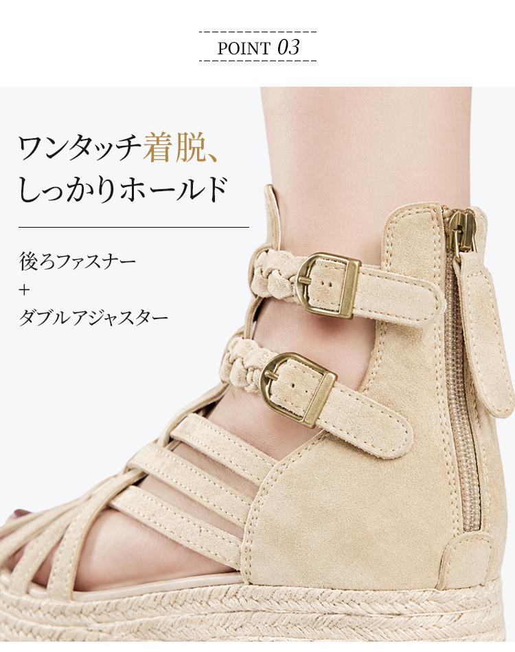 レトロ厚底本革ローマサンダル