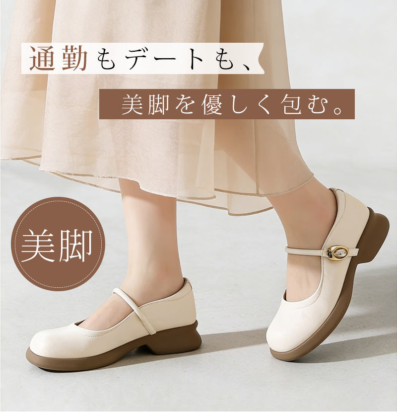 本革 メリージェーン パンプス ストラップ 痛くない 2.5cm 日本監修