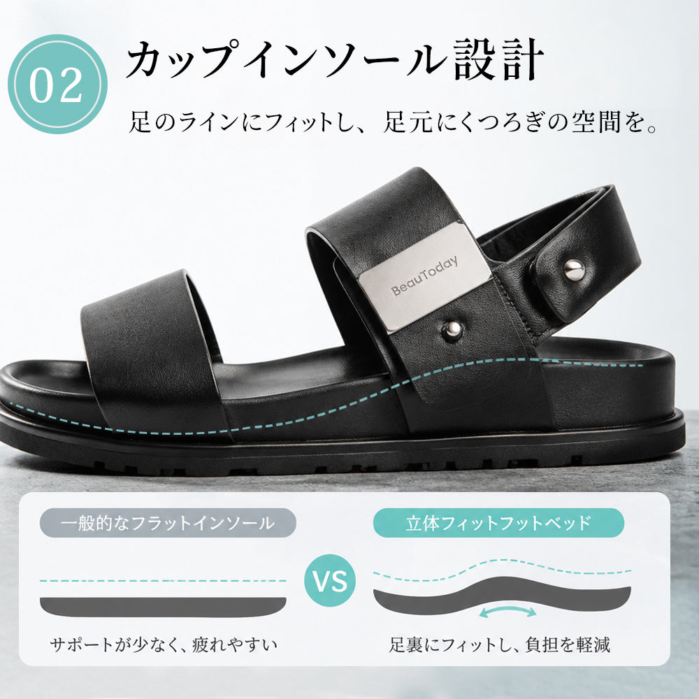 レディース 牛革 サンダル 厚底 ワンストラップ ローマンサンダル